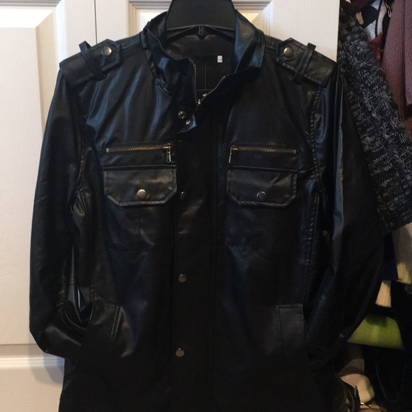 Hot Topic Jackets & Coats Nwt Black L Fake Leather Jacket Unisex